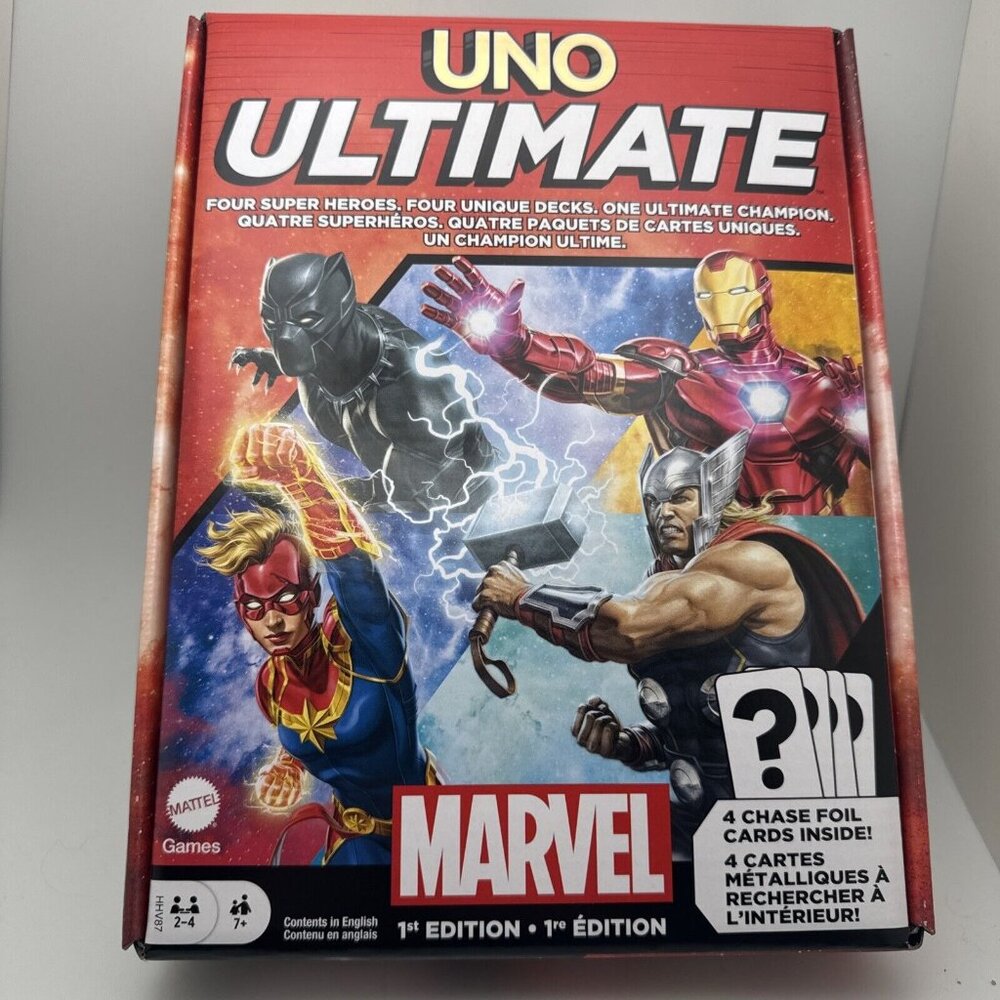 UNO Ultimate Marvel Card Game with 4 Foil Cards, Character-Themed BRAND NEW